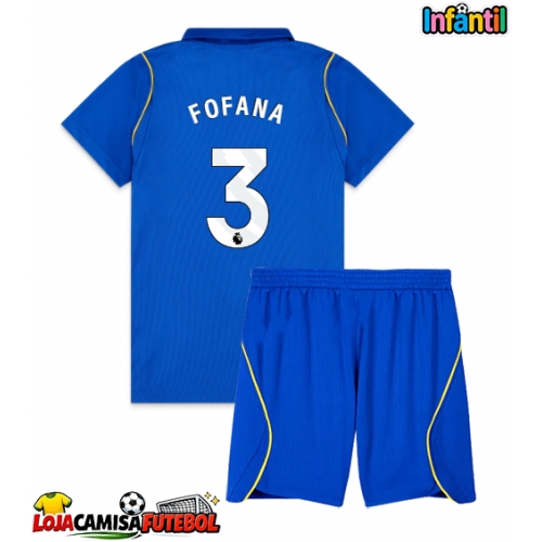 Camisa de Futebol Chelsea Wesley Fofana #3 Equipamento Principal Infantil 2026-27 Manga Curta (+ Calças curtas)